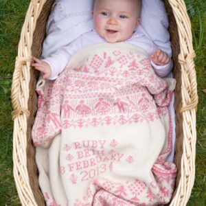 People & Trees personalised baby blanket in HEYDON - cream and pink