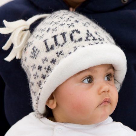Knitted Reindeer Baby Hat - navy