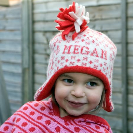 Knitted Reindeer Personalised Child Hat - scarlet