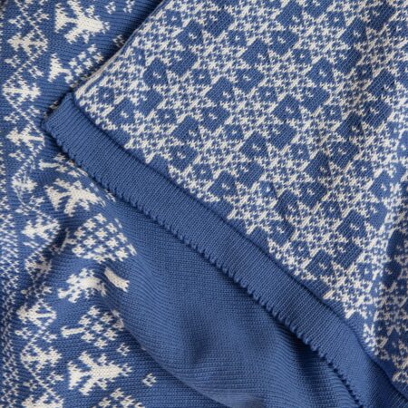 People and Trees personalised baby blanket in Holkham blue, star pattern on reverse